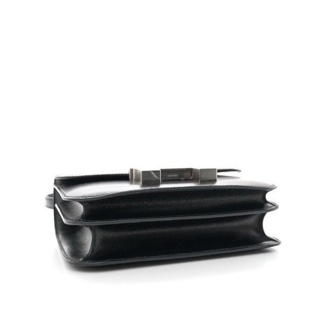 HERMES MINI CONSTANCE 18 BLACK BOX CALFSKIN AVENTURINE SILVER HARDWARE
