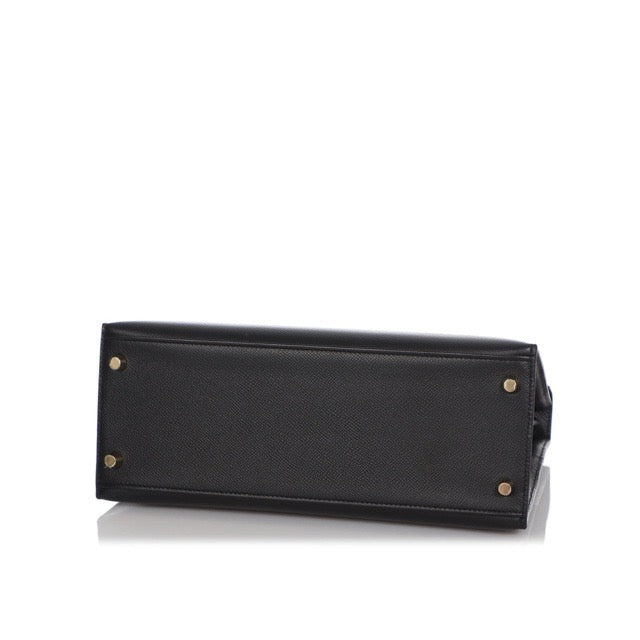 HERMES KELLY 28 SELLIER BLACK EPSOM GOLD HARDWARE