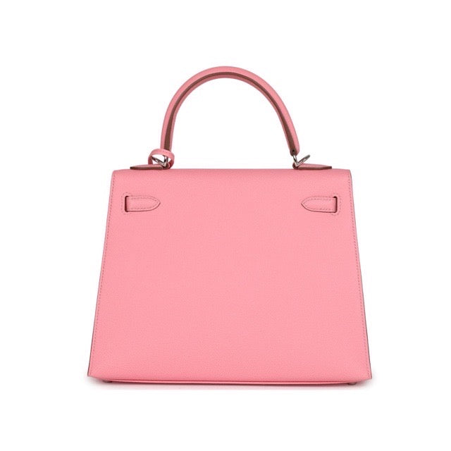 HERMES KELLY 25 SELLIER ROSE CONFETTI EPSOM SILVER HARDWARE