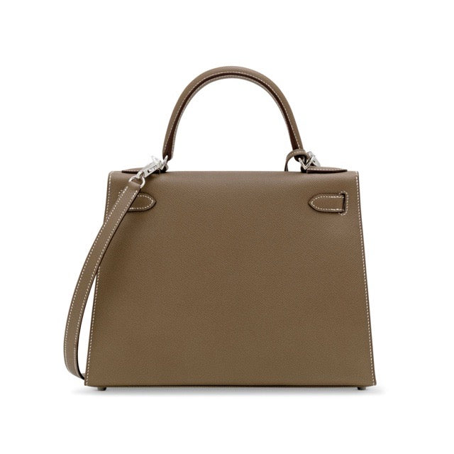 エルメス ケリー28 外縫い エトゥープ エプソン シルバー金具 HERMES 