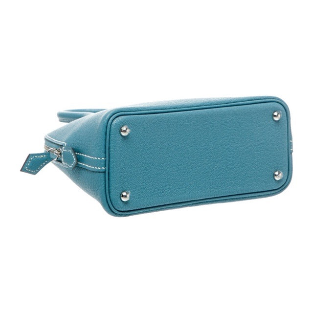 HERMES MINI BOLIDE 1923 NEW BLEU JEAN CHEVRE SILVER HARDWARE