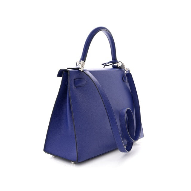 エルメス ケリー28 外縫い ブルーエレクトリック エプソン マット  