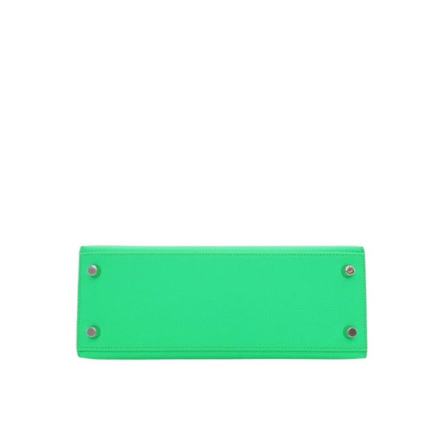 HERMES KELLY 28 SELLIER VERT COMICS EPSOM SILVER HARDWARE
