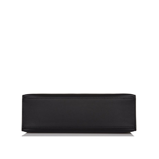 HERMES KELLY POCHETTE BLACK SWIFT GOLD HARDWARE