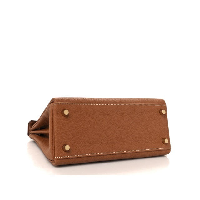 HERMES KELLY 25 RETOURNE GOLD TOGO GOLD HARDWARE