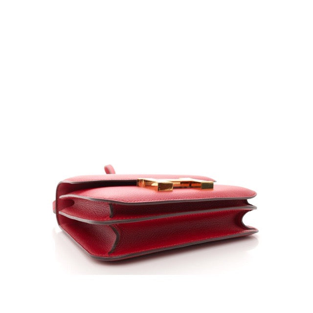 HERMES MINI CONSTANCE 18 ROUGE PIMENT EVERCOLOR GOLD HARDWARE