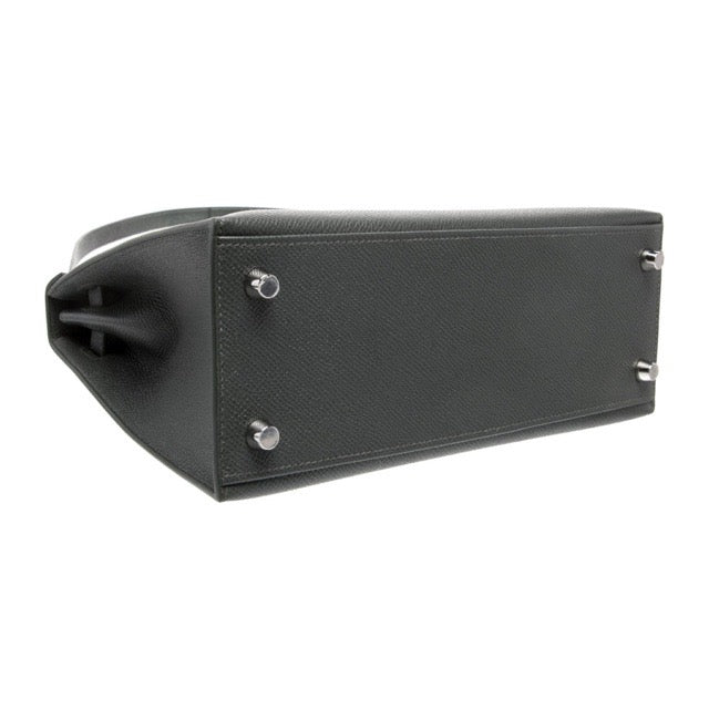 HERMES KELLY 25 SELLIER VERT MANGROVE EPSOM SILVER HARDWARE