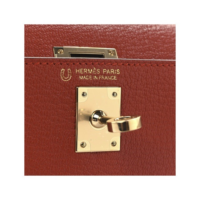 HERMES MINI KELLY 2 SELLIER 20 SPECIAL ORDER PERSONAL ORDER BRIQUE NATA CHEVRE PERMABRASS GOLD HARDWARE HSS