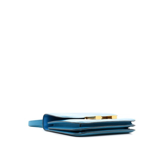 HERMES MINI CONSTANCE 18 BLEU FRIDA EVERCOLOR GOLD HARDWARE