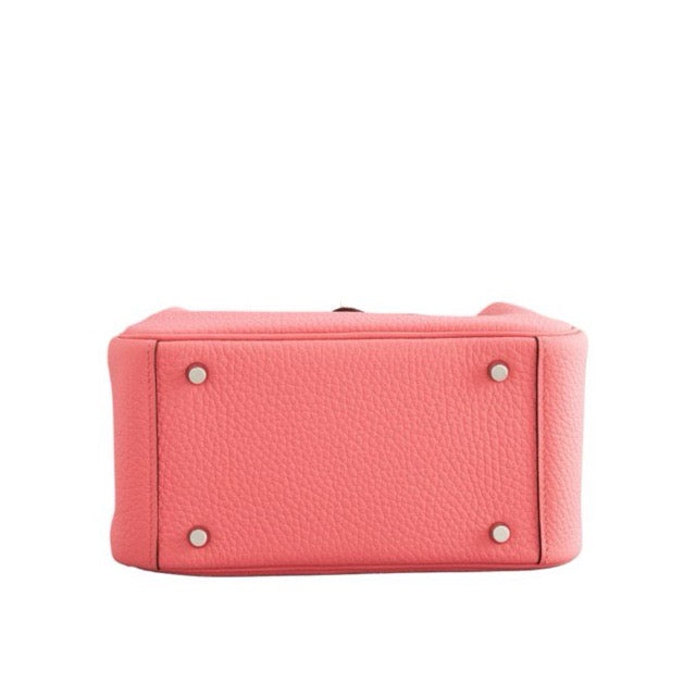 HERMES MINI LINDY 20 ROSE AZALEE TAURILLON CLEMENCE SILVER HARDWARE