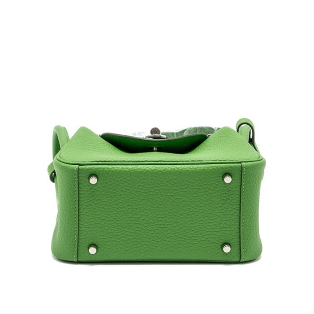 HERMES MINI LINDY 20 VERT YUCCA TAURILLON CLEMENCE SILVER HARDWARE
