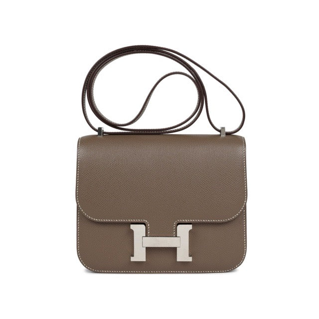 HERMES MINI CONSTANCE 18 MIRROR ETOUPE EPSOM SILVER HARDWARE