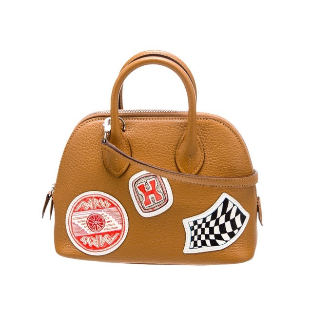 HERMES MINI BOLIDE 1923 PIQUE COLLE SESAME CHEVRE SILVER HARDWARE