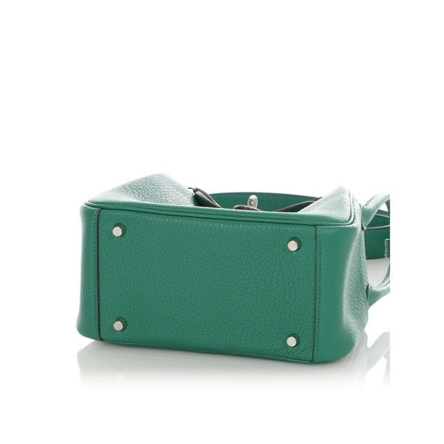 HERMES MINI LINDY 20 VERT VERTIGO TAURILLON CLEMENCE SILVER HARDWARE