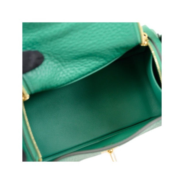 HERMES MINI LINDY 20 VERT VERTIGO TAURILLON CLEMENCE GOLD HARDWARE