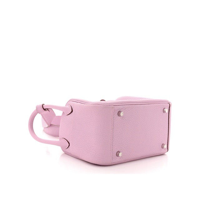 HERMES MINI LINDY 20 MAUVE SYLVESTRE TAURILLON CLEMENCE SILVER HARDWARE