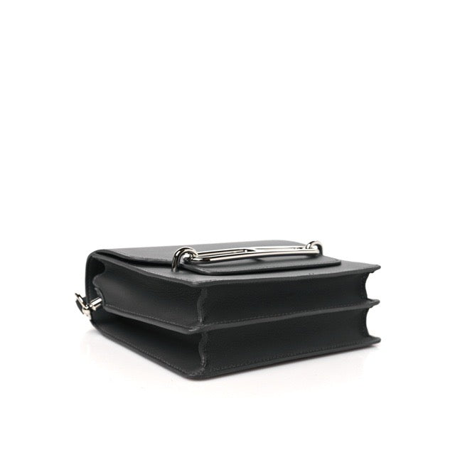 HERMES MINI SAC ROULIS ARDOISE SWIFT SILVER HARDWARE