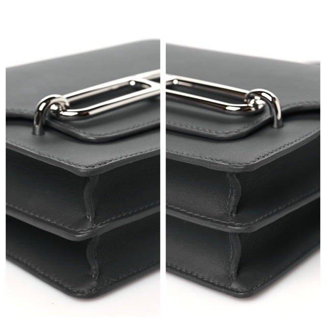 HERMES MINI SAC ROULIS ARDOISE SWIFT SILVER HARDWARE