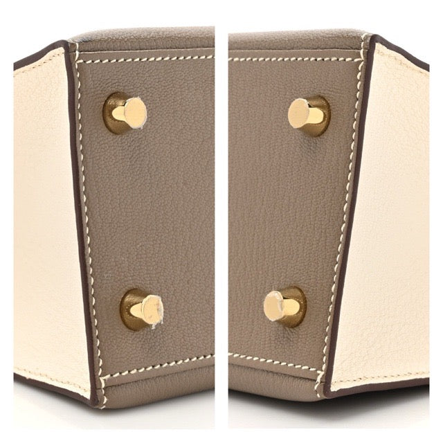 HERMES KELLY 25 SELLIER HSS SPECIAL ORDER GRIS ASPHALTE CRAIE CHEVRE GOLD HARDWARE