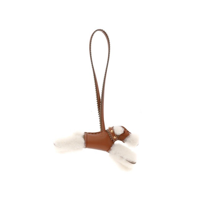 HERMES BUDY BAG CHARM ECRU GOLD POUSSIERE ANION COTTON MOUTON GOLD HARDWARE