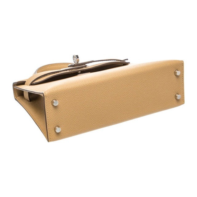 HERMES MINI KELLY 2 SELLIER 20 POUSSIERE EPSOM SILVER HARDWARE