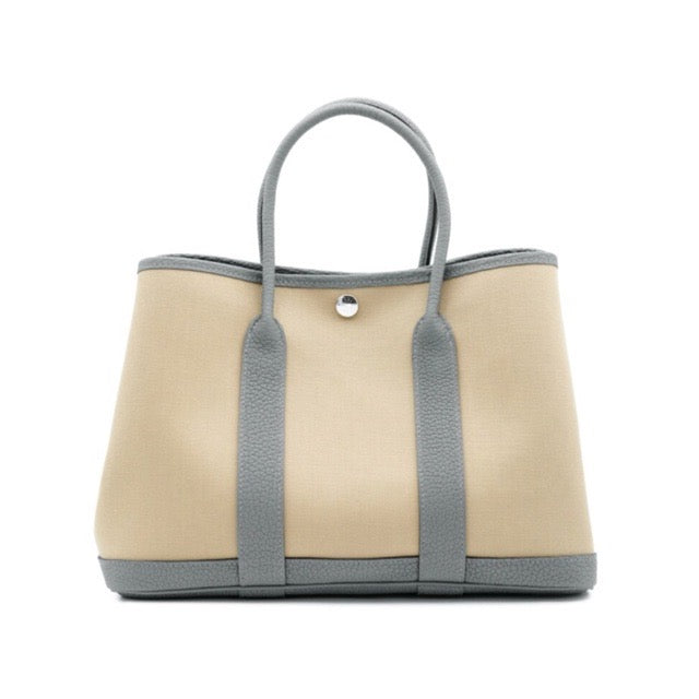 HERMES GARDEN PARTY 30 TPM TOTE BICOLOR TRENCH GRIS MEYER TOILE OFFICIER NEGONDA SILVER HARDWARE