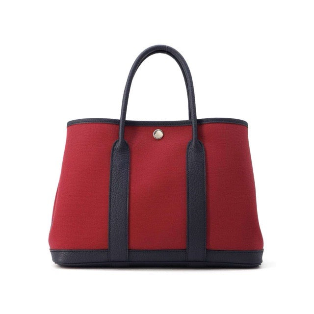 HERMES GARDEN PARTY 30 TPM TOTE MULTICOLOR RUBIS ROSE BUBBLEGUM PINK BLEU INDIGO TOILE OFFICIER NEGONDA SILVER HARDWARE
