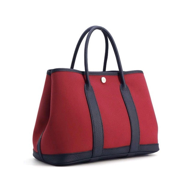 HERMES GARDEN PARTY 30 TPM TOTE MULTICOLOR RUBIS ROSE BUBBLEGUM PINK BLEU INDIGO TOILE OFFICIER NEGONDA SILVER HARDWARE
