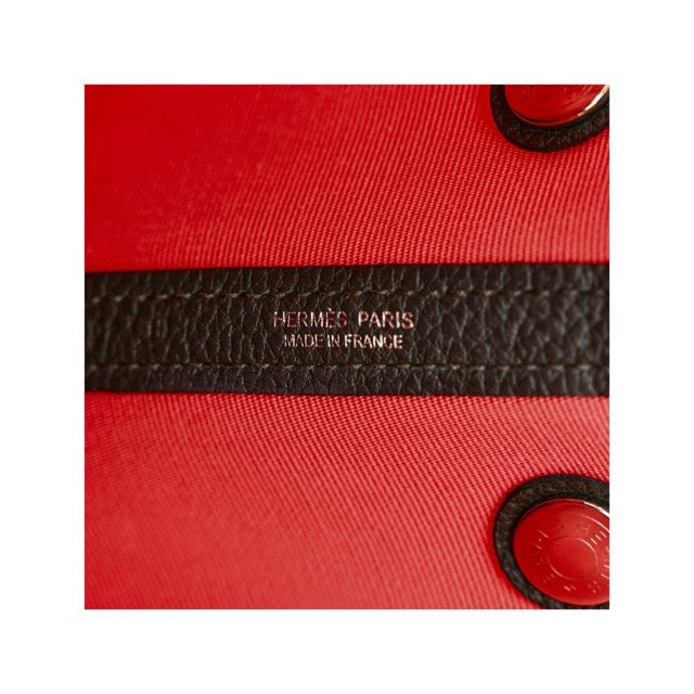 HERMES GARDEN PARTY 30 TPM TOTE BICOLOR ROSE AZALEE VERT FONCE TOILE OFFICIER NEGONDA SILVER HARDWARE