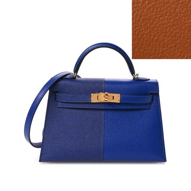 HERMES MINI KELLY 2 SELLIER 20 CASAQUE BLEU ELECTRIC BLEU ENCRE GOLD EPSOM GOLD HARDWARE