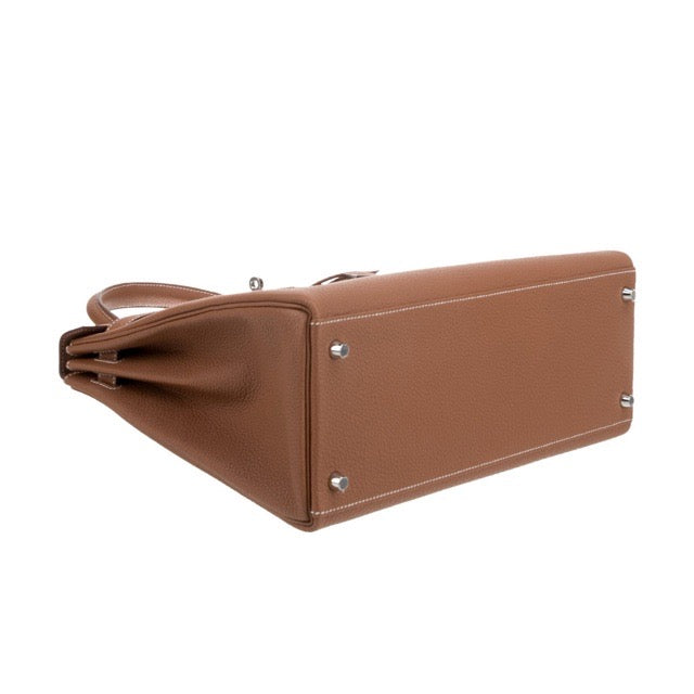 HERMES KELLY 35 RETOURNE GOLD TOGO SILVER HARDWARE