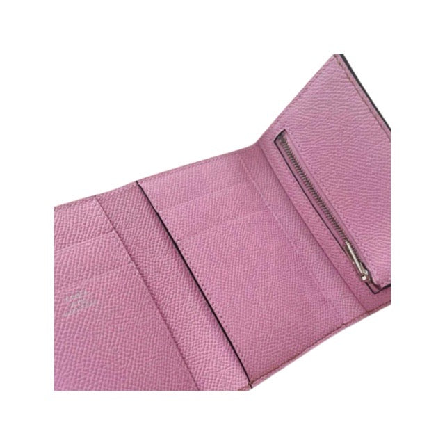 HERMES BEARN COMBINE TRI-FOLD WALLET VERSO CHAI MAUVE SYLVESTRE EPSOM SILVER HARDWARE