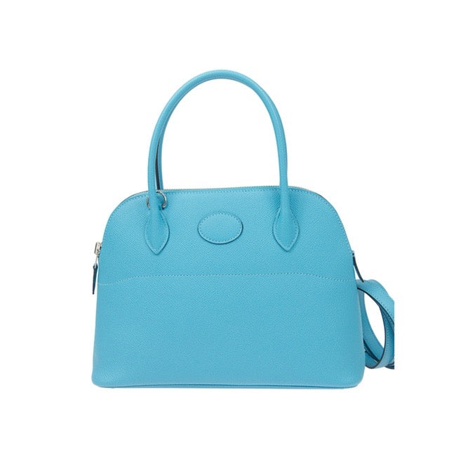 HERMES BOLIDE 27 BLUE DU NORD EPSOM SILVER HARDWARE