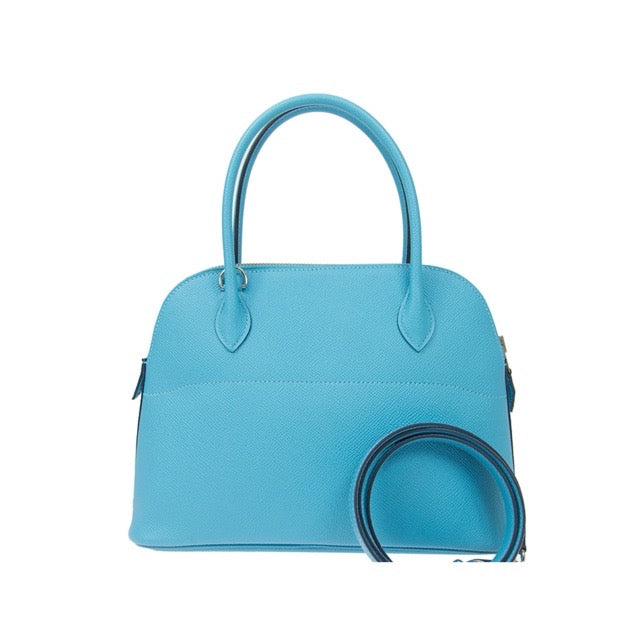 HERMES BOLIDE 27 BLUE DU NORD EPSOM SILVER HARDWARE
