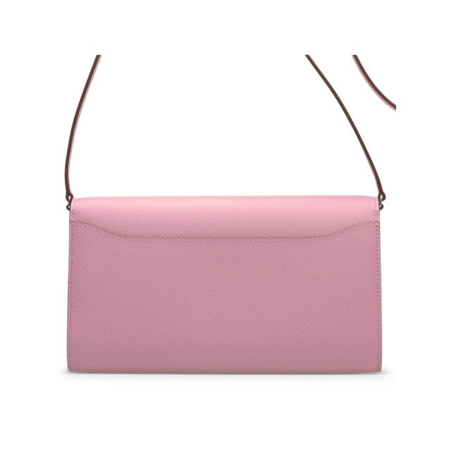 HERMES CONSTANCE WALLET TO GO LONG WALLET MAUVE PALE EPSOM SILVER HARDWARE