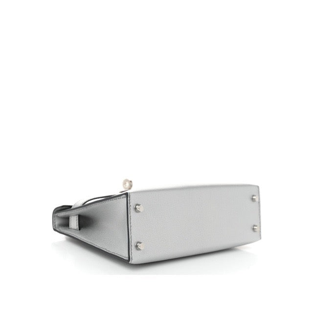 HERMES MINI KELLY 2 SELLIER 20 LIMITED EDITION OLYMPIC MEMORIAL ARGENT METALIC SILVER CHEVRE CHAMKILA SILVER HARDWARE