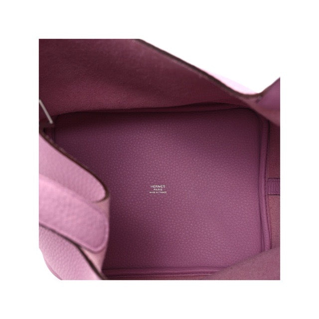HERMES PICOTIN LOCK MM 22 MAUVE SYLVESTRE TAURILLON CLEMENCE SILVER HARDWARE