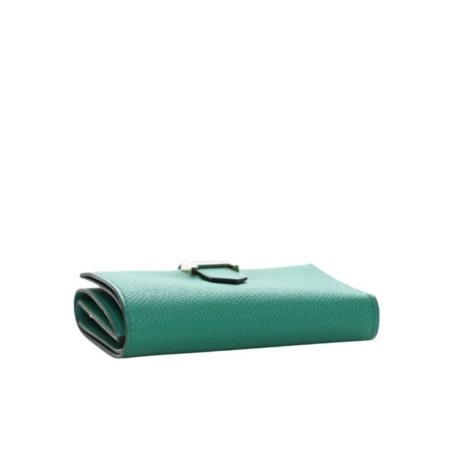 HERMES BEARN COMBINE TRI-FOLD WALLET VERT JADE EPSOM SILVER HARDWARE