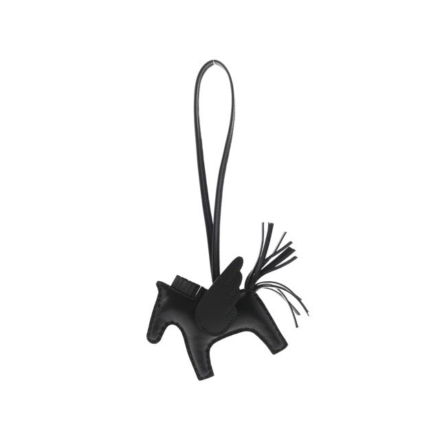 HERMES PEGASE RODEO HORSE BAG CHARM PM GRIGRI SO BLACK ANJOU MILO LAMBSKIN