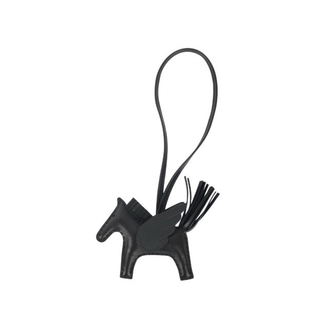 HERMES PEGASUS RODEO HORSE BAG CHARM PM GRIGRI SO BLACK ANJOU MILO LAMBSKIN