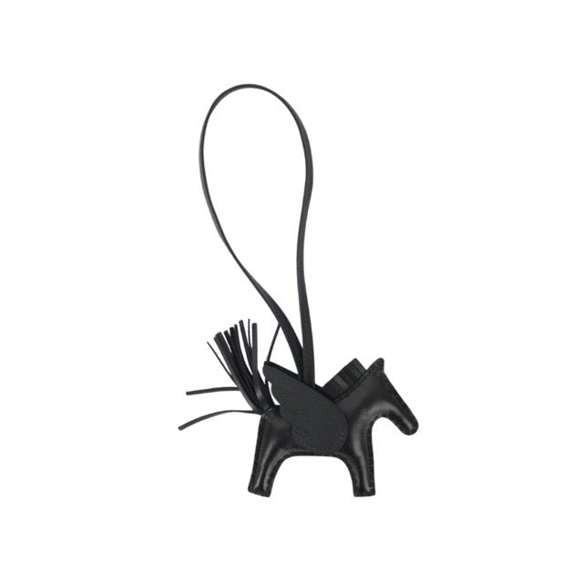 HERMES PEGASUS RODEO HORSE BAG CHARM PM GRIGRI SO BLACK ANJOU MILO LAMBSKIN