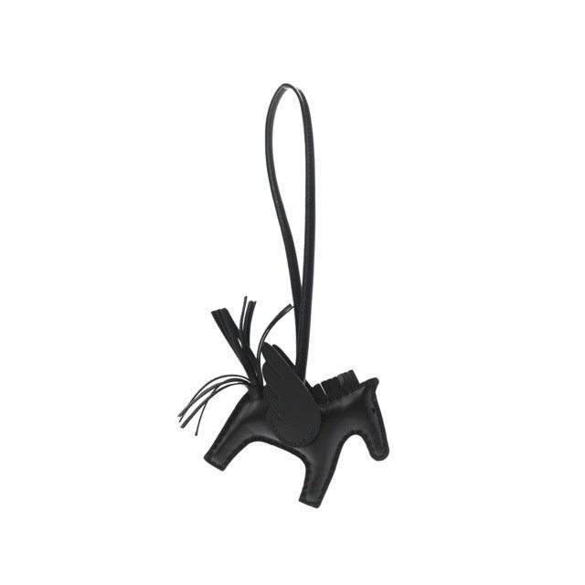 HERMES PEGASE RODEO HORSE BAG CHARM PM GRIGRI SO BLACK ANJOU MILO LAMBSKIN