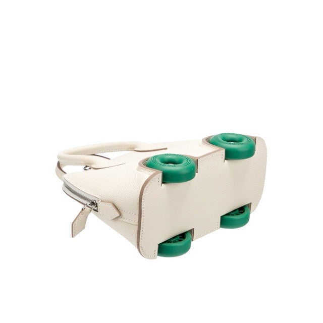 HERMES MINI BOLIDE ON WHEELS CRAIE VERT VERTIGO EPSOM SILVER HARDWARE