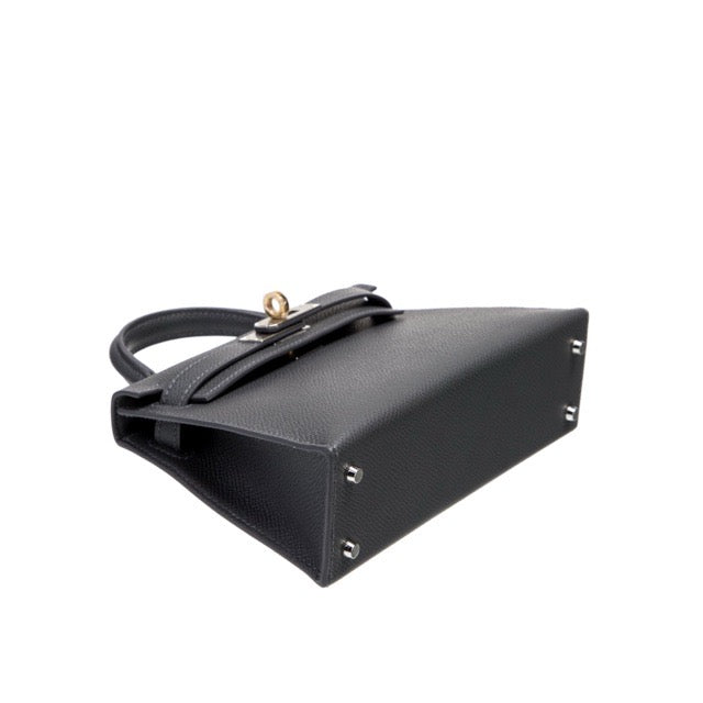 HERMES MINI KELLY 2 SELLIER 20 GRIS MISTY EPSOM ELECTRUM GOLD SILVER HARDWARE