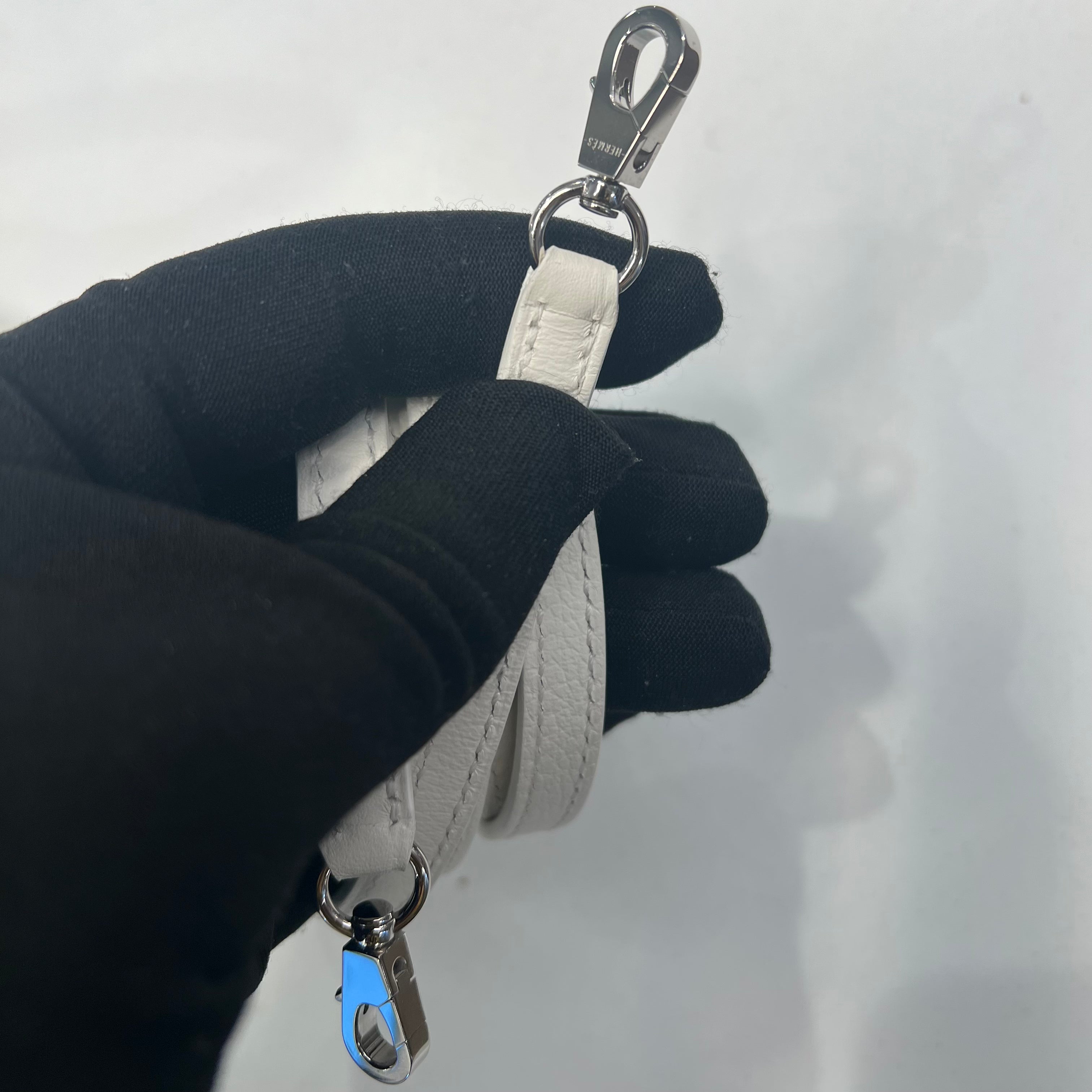 HERMES MINI BOLIDE 1923 WHITE EVERCOLOR SILVER HARDWARE