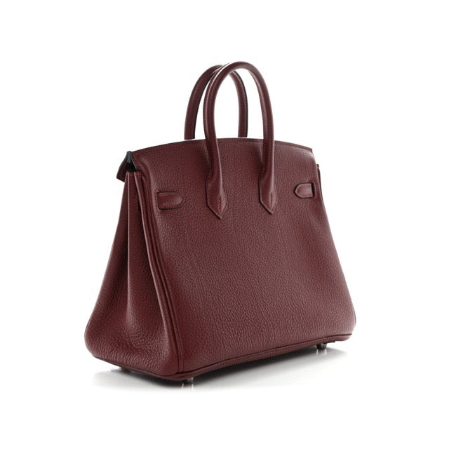 HERMES BIRKIN 25 ROUGE H TOGO SILVER HARDWARE