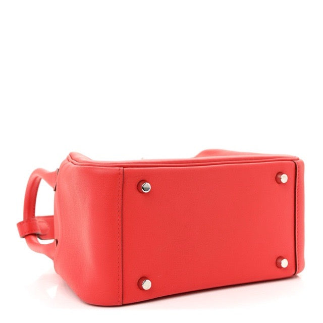 HERMES MINI LINDY 20 ROUGE DE COEUR SWIFT SILVER HARDWARE