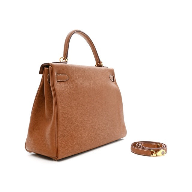 HERMES KELLY 32 RETOURNE GOLD TOGO GOLD HARDWARE