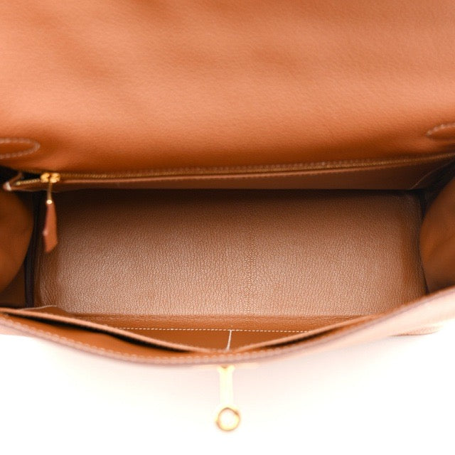 HERMES KELLY 32 RETOURNE GOLD TOGO GOLD HARDWARE