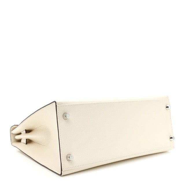 HERMES KELLY 28 SELLIER VERSO NATA OCRE EPSOM SILVER HARDWARE